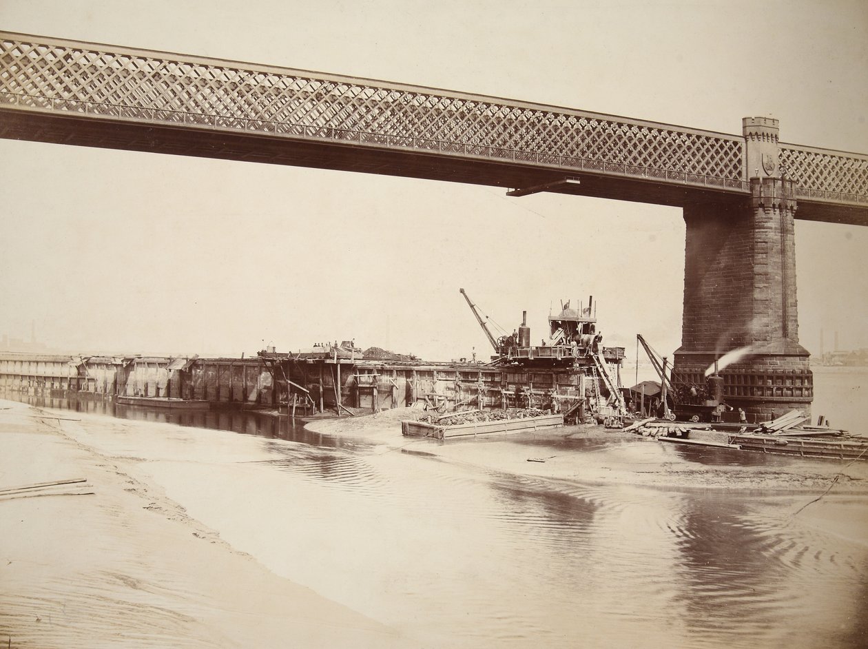 Runcorn Bridge, betonnen muur maken door Thomas Birtles