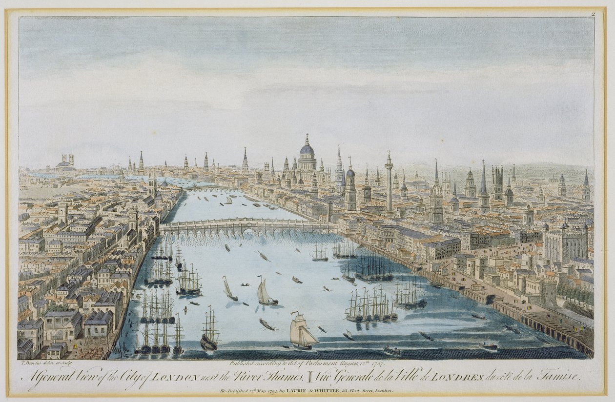 Een Algemeen Uitzicht op de Stad Londen en de Rivier de Theems, plaat 2 uit 