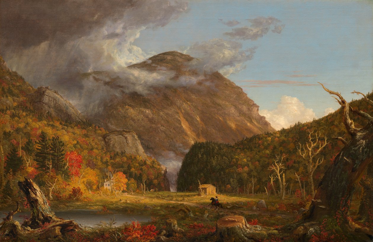 Een uitzicht op de bergpas genaamd de Notch van de Witte Bergen (Crawford Notch) door Thomas Cole