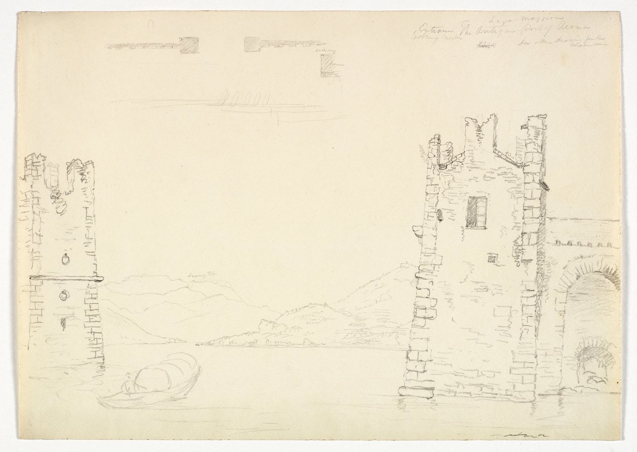 Antieke Haven van Arona, Lago Maggiore, 1842 door Thomas Cole