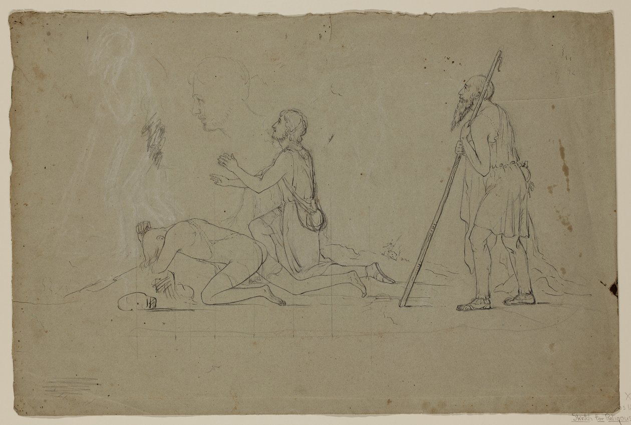 Compositiestudie van drie herders, 1832-34 door Thomas Cole