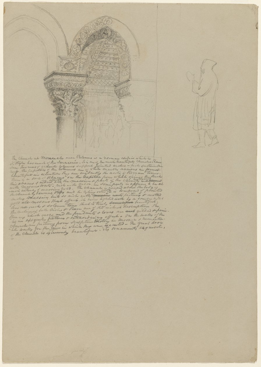 Details van kapitelen in de kerk van Monreale, 1842 door Thomas Cole