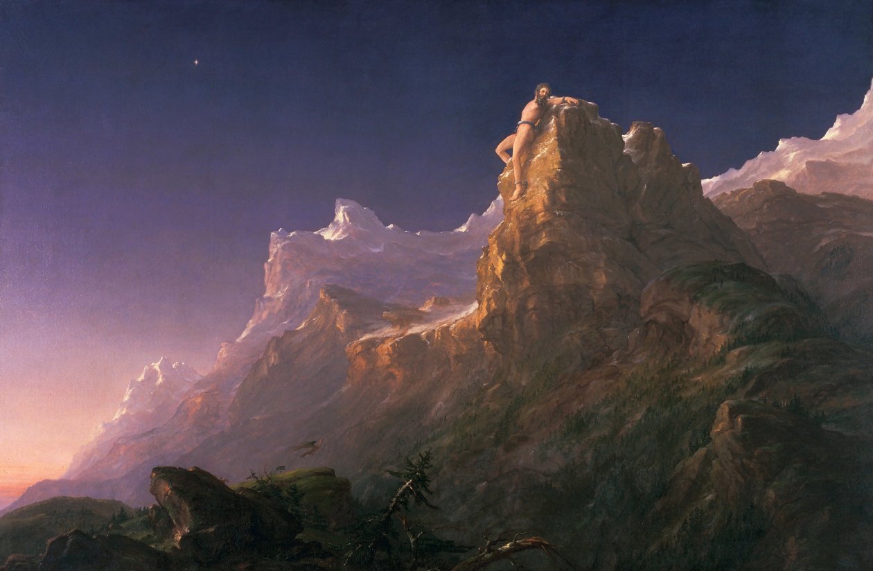 Prometheus Gebonden door Thomas Cole