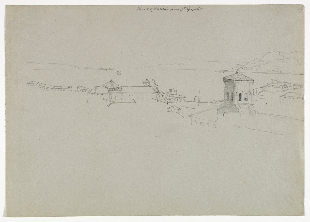 Straat van Messina vanaf San Gregorio, Messina, Sicilië, 1842 door Thomas Cole