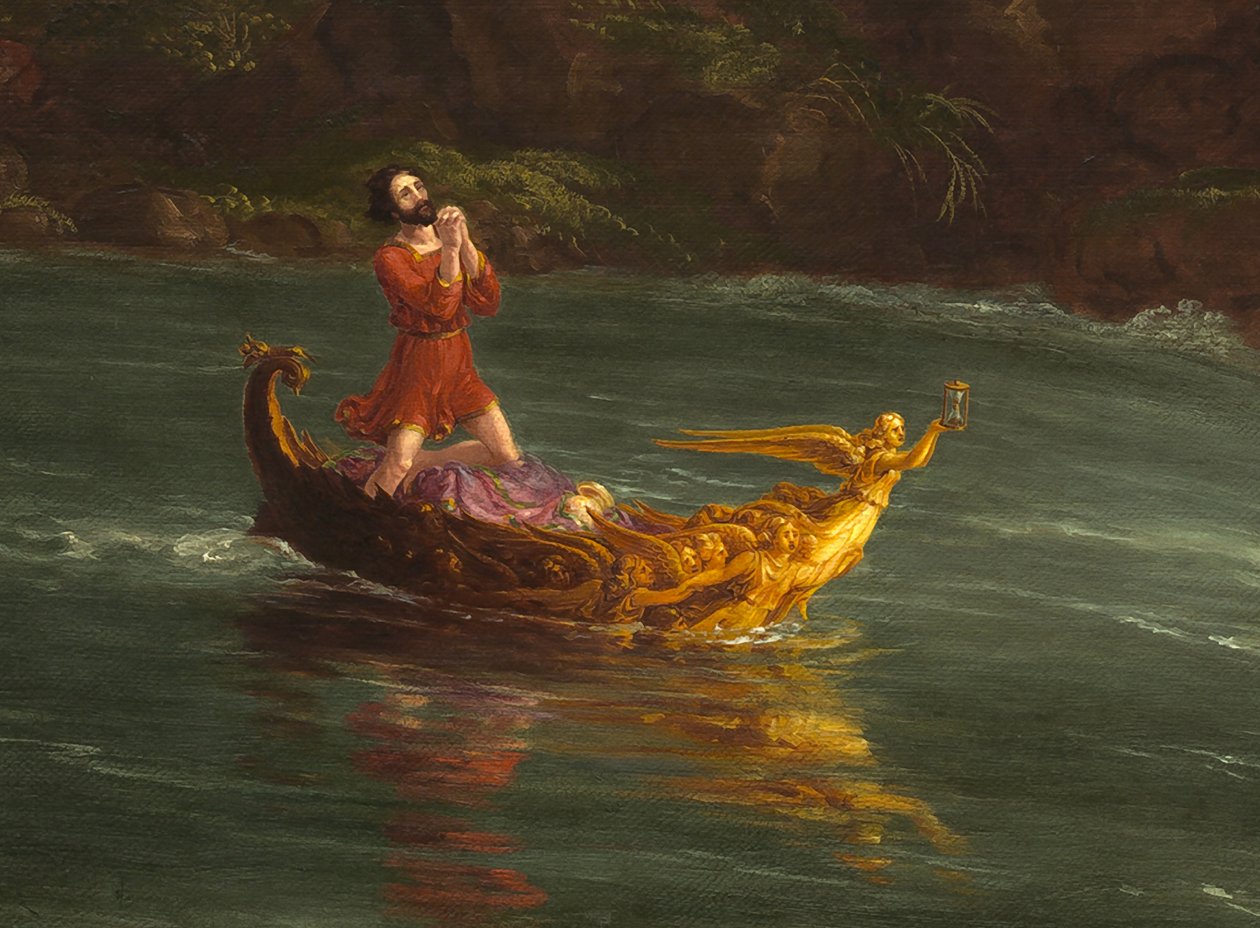 De Reis van het Leven: Volwassenheid (detail) door Thomas Cole