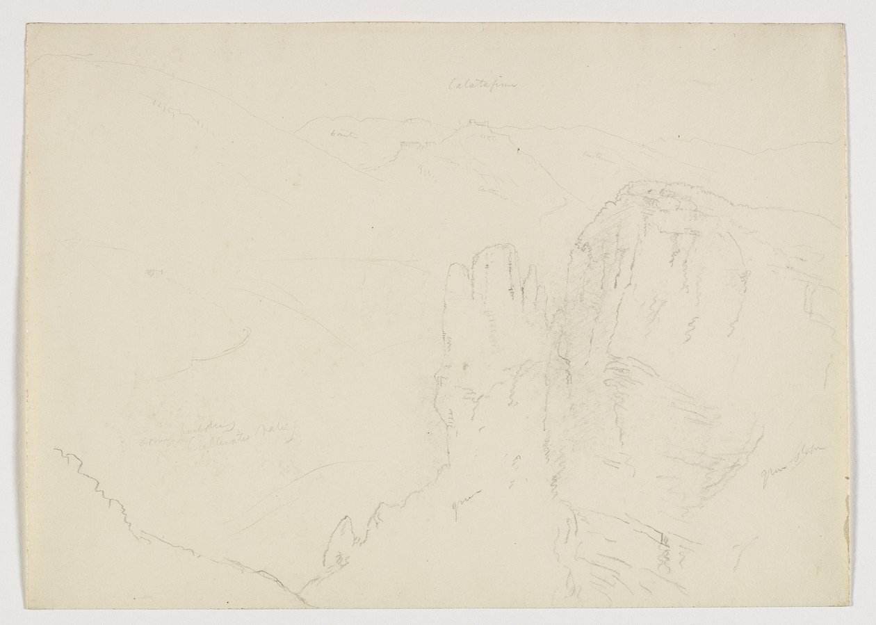 Uitzicht op Calatafimi vanaf Segesta, Sicilië, 1842 door Thomas Cole