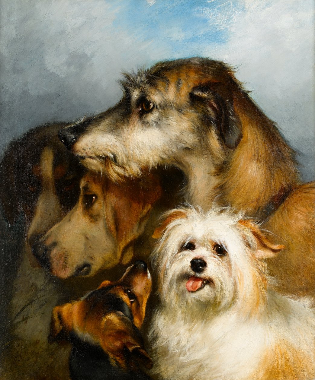 Een wolfshond en sportieve metgezellen, 1863 door Thomas Earl
