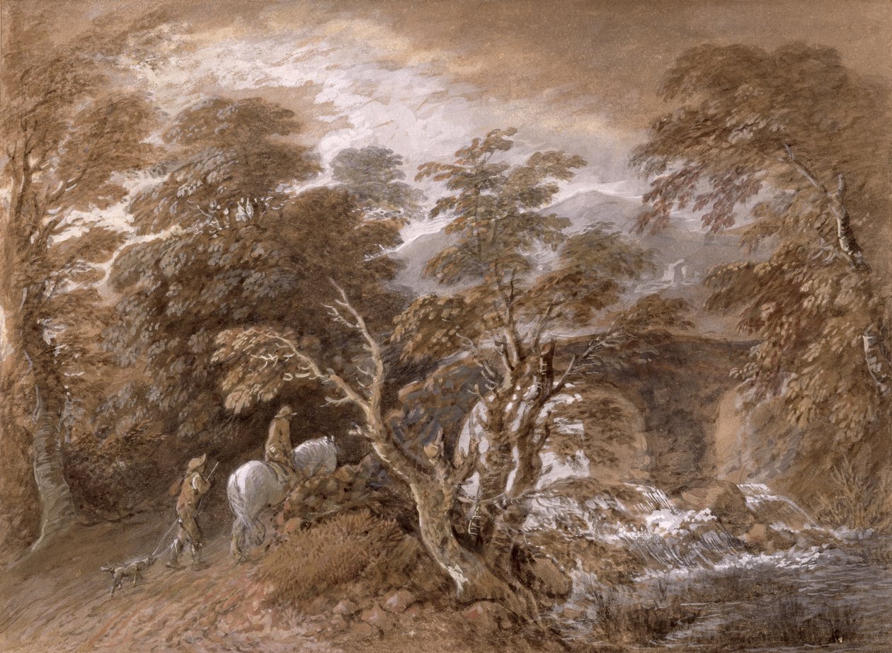 Een bosvijver met rotsen en planten, ca. 1765-70 door Thomas Gainsborough