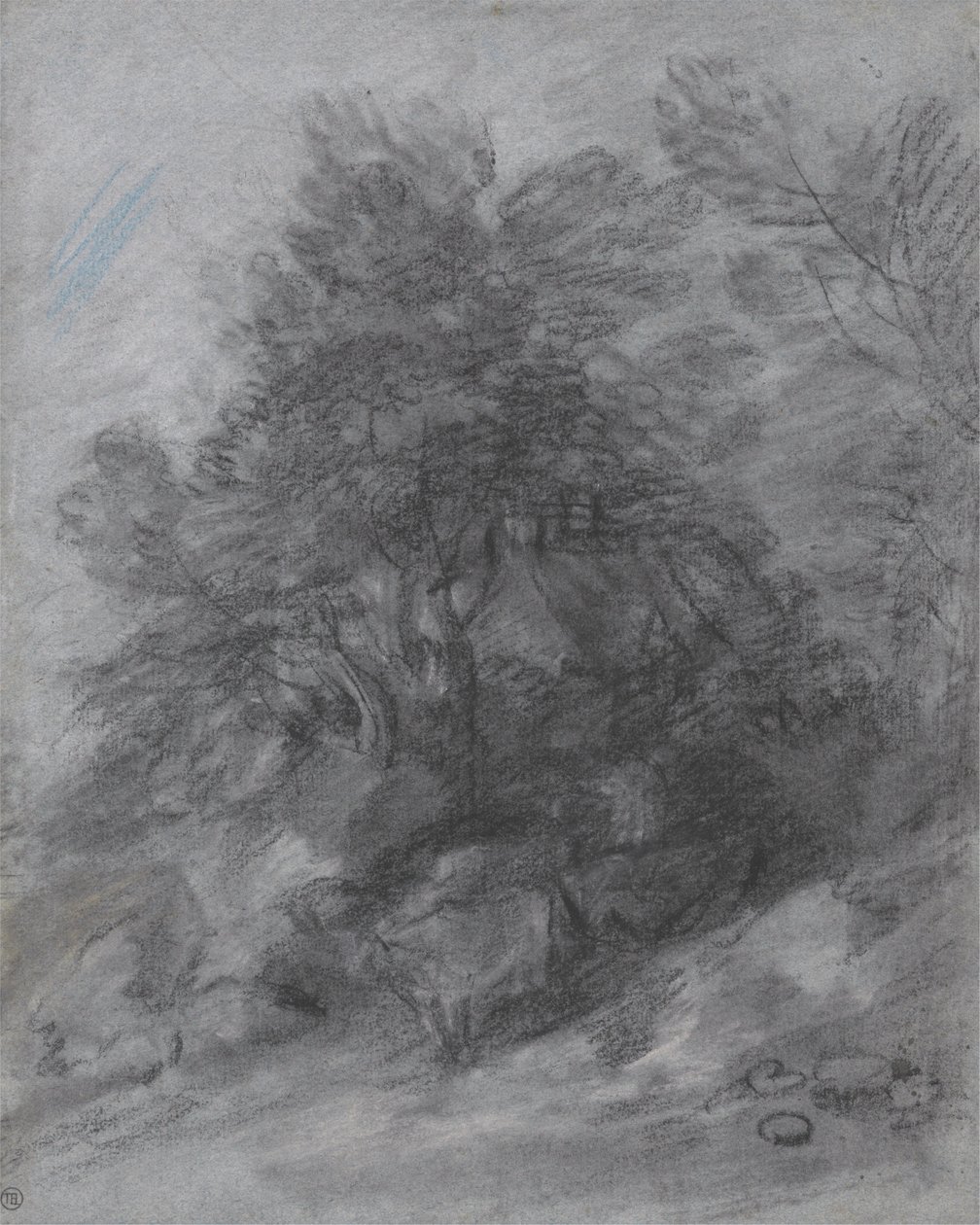Bosrijk Landschap met Herder, Koeien en Huisje door Thomas Gainsborough