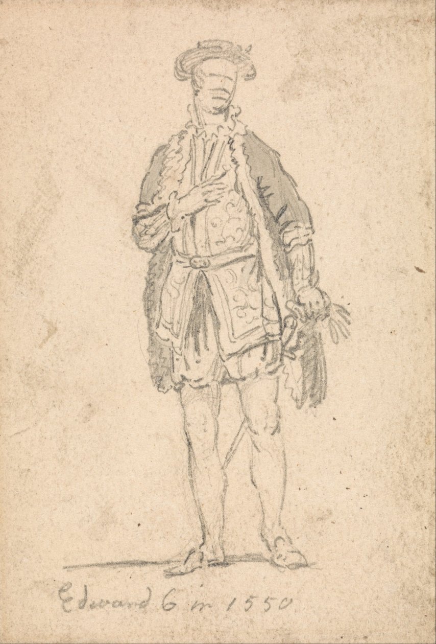 Kostuumstudie van Edward VI in 1550 door Thomas Girtin
