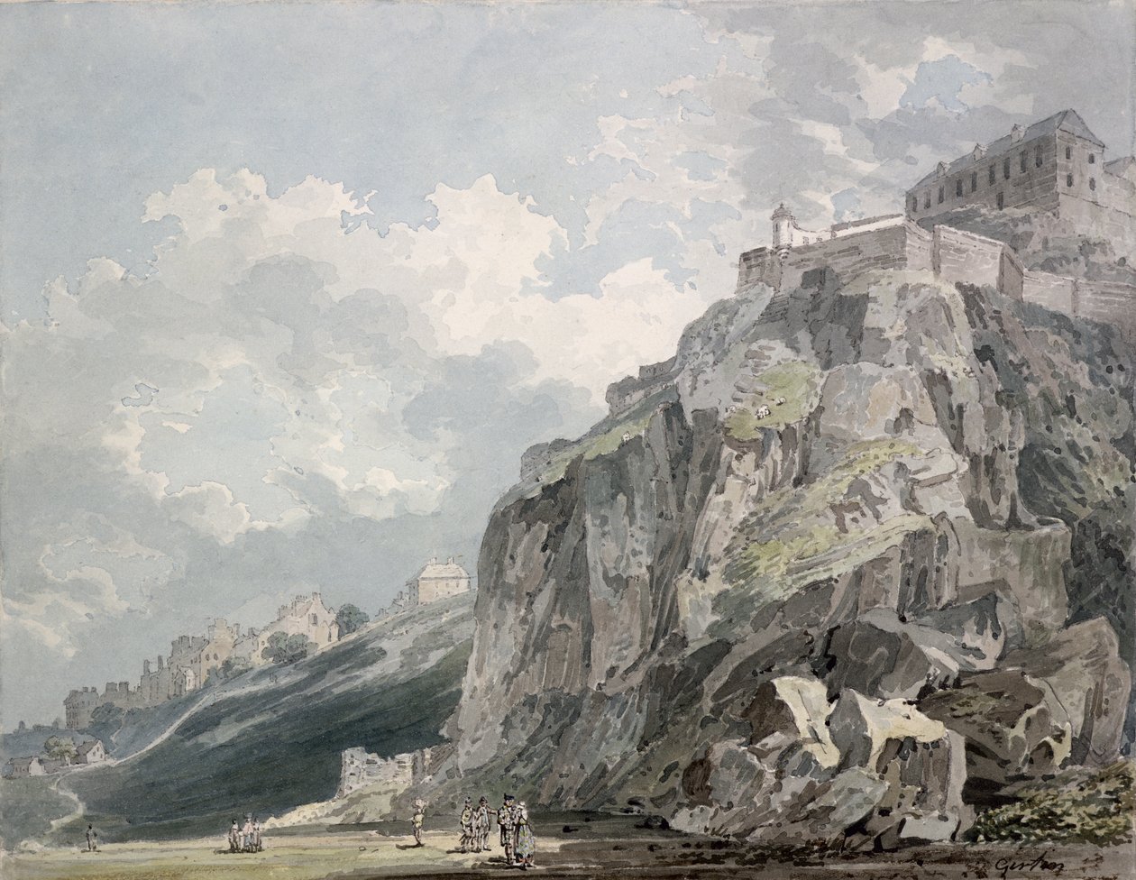 No.1187 De Kasteelrots, Edinburgh, c.1793 door Thomas Girtin