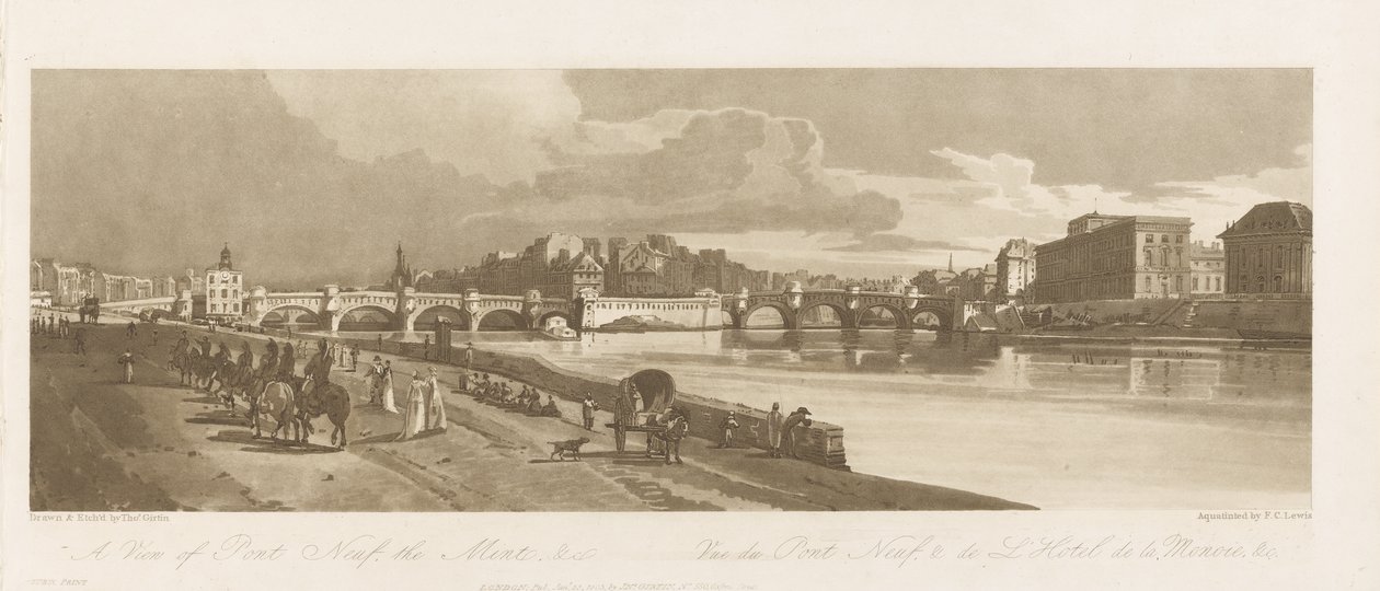 Uitzicht op de Pont Neuf, de Munt & etc, c.1802 door Thomas Girtin