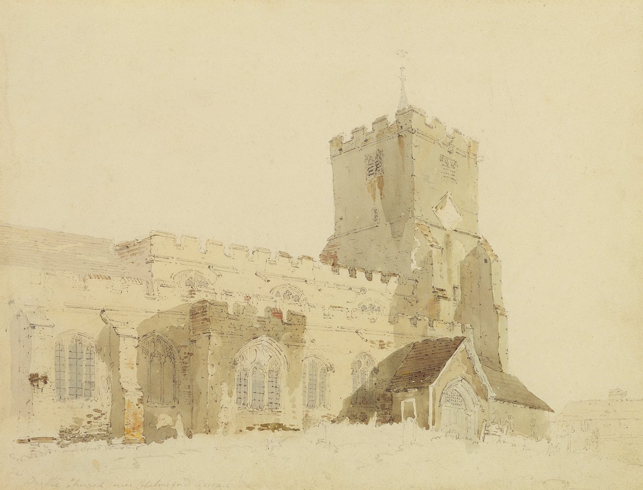 Writtle Kerk, Essex, c.1795 door Thomas Girtin