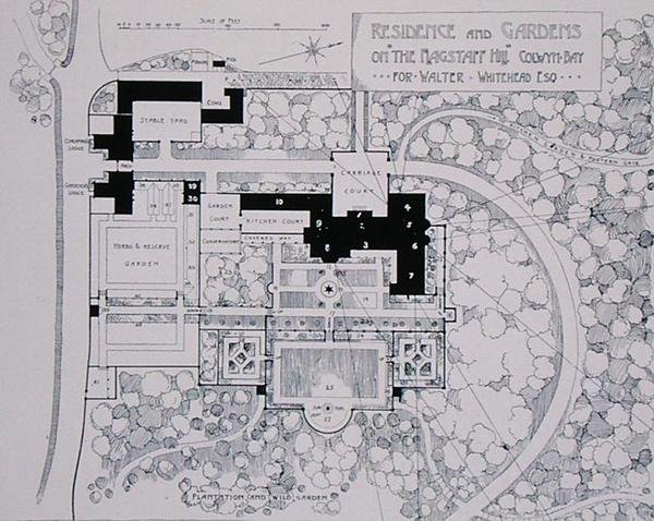 Residentie en tuinen op The Flagstaff Hill, Colwyn Bay, voor Walter Whitehead Esq, uit Thomas Mawsons The Art and Craft of Garden Making door Thomas Hayton Mawson
