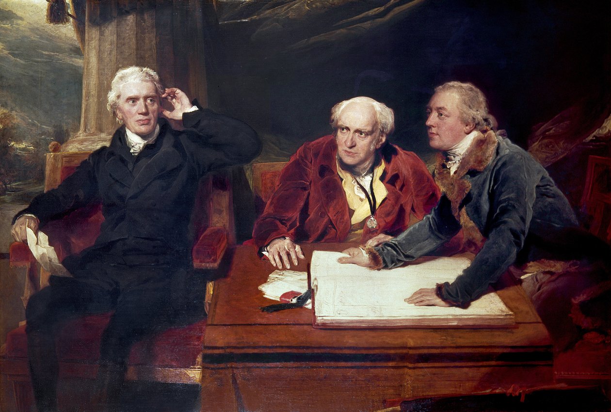 Sir Francis Baring, bankier en directeur van de Oost-Indische Compagnie, met zijn medewerkers door Thomas Lawrence
