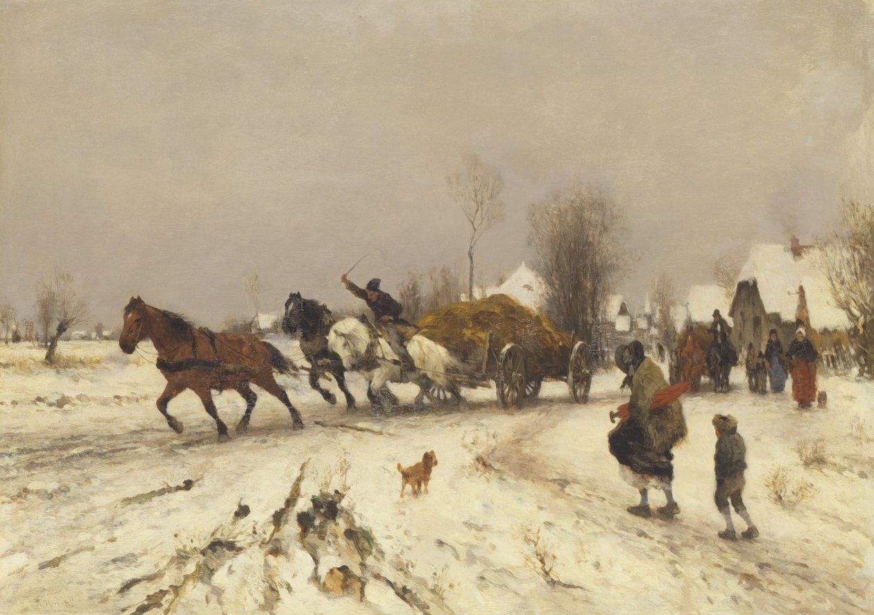 Een Dorp in de Winter, 1876 door Thomas Ludwig Herbst
