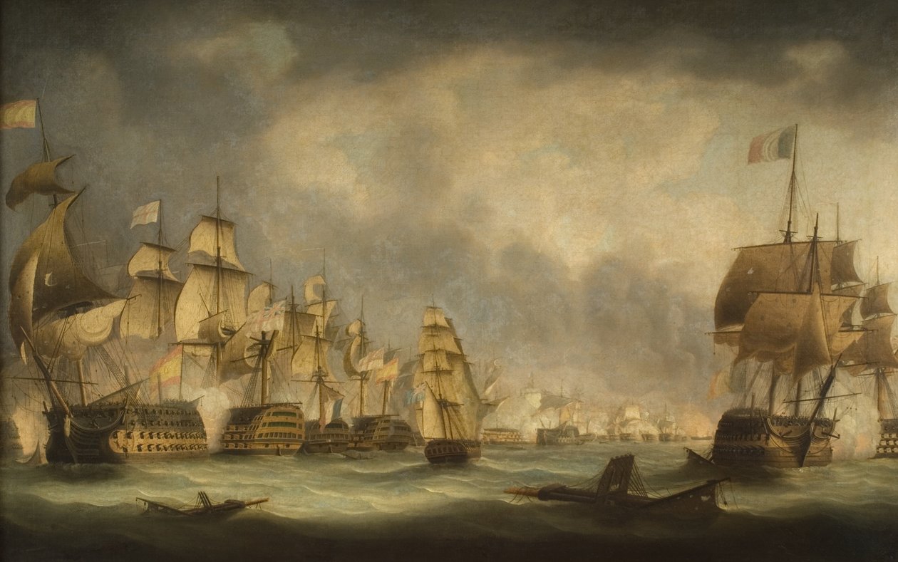 Een zeeslag door Thomas Luny