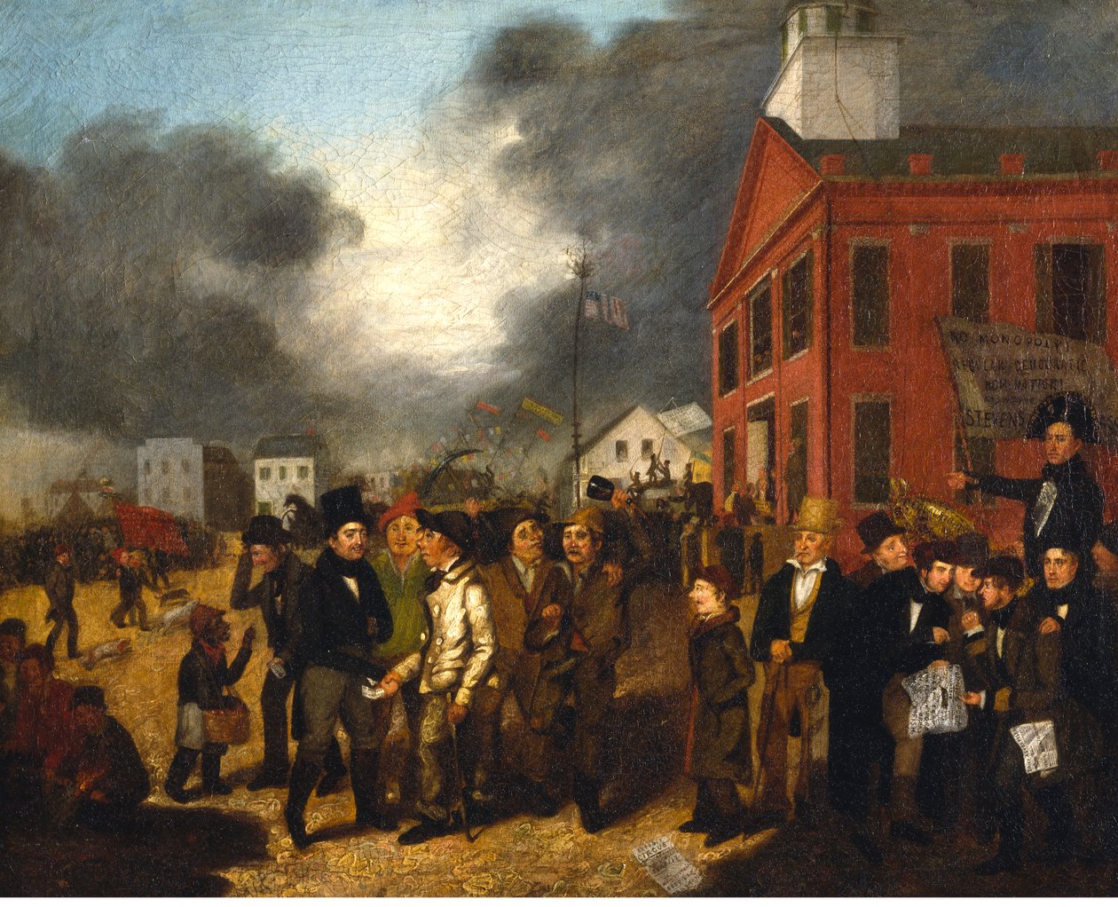 Eerste staatsverkiezing in Detroit, Michigan, ca. 1837 door Thomas Mickell Burnham