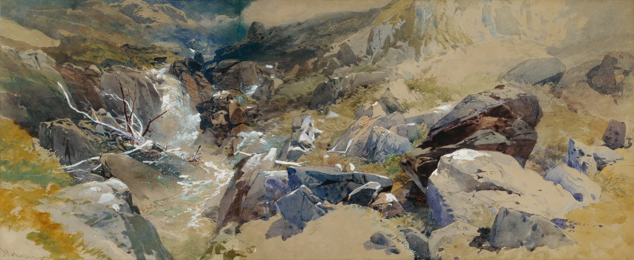 Een rotsachtige stroom in Schotland door Thomas Miles II Richardson