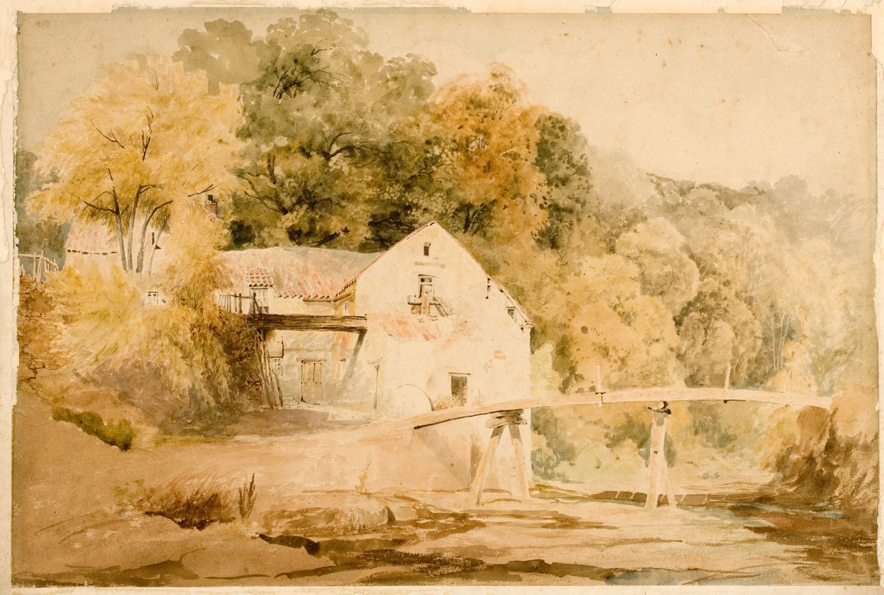 De oude vuursteenmolen aan de Ouseburn door Thomas Miles II Richardson