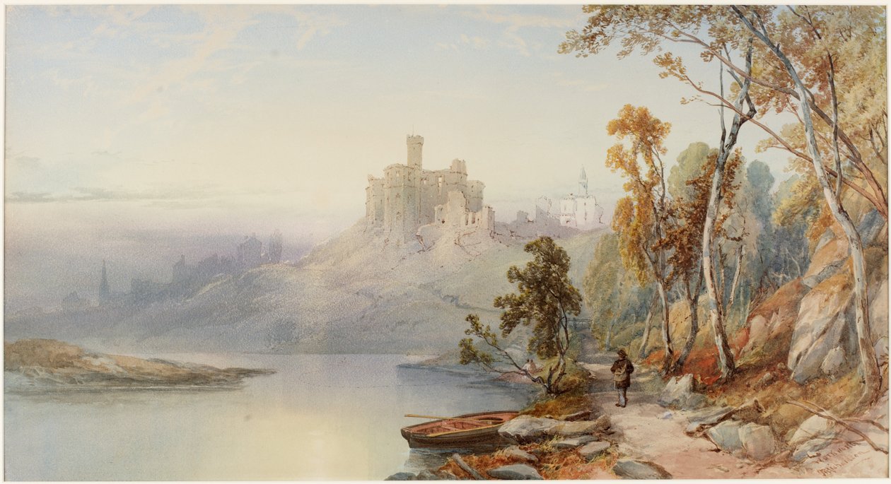 Kasteel Warkworth door Thomas Miles II Richardson