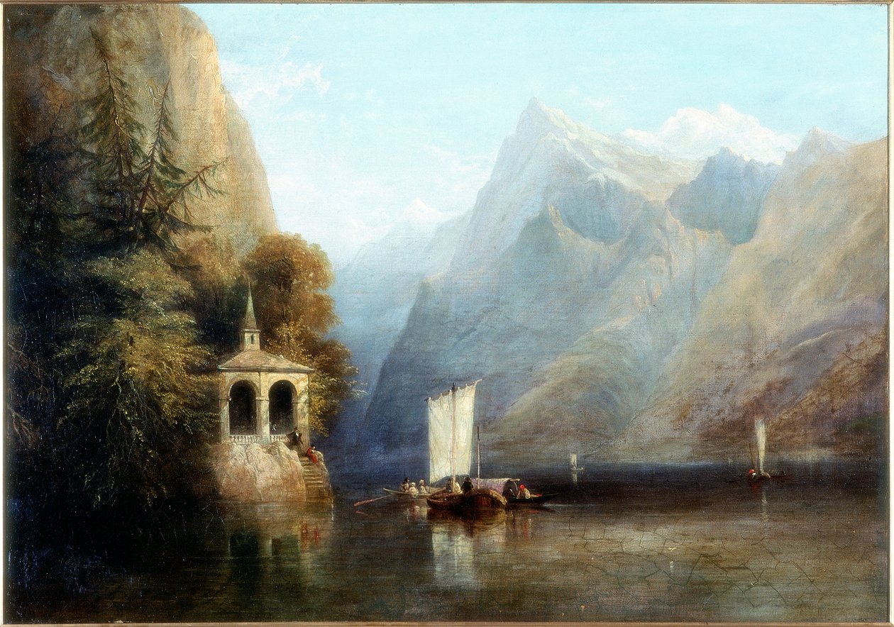Meer van Luzern met de kapel van Willem Tell, 1844 door Thomas Miles Richardson