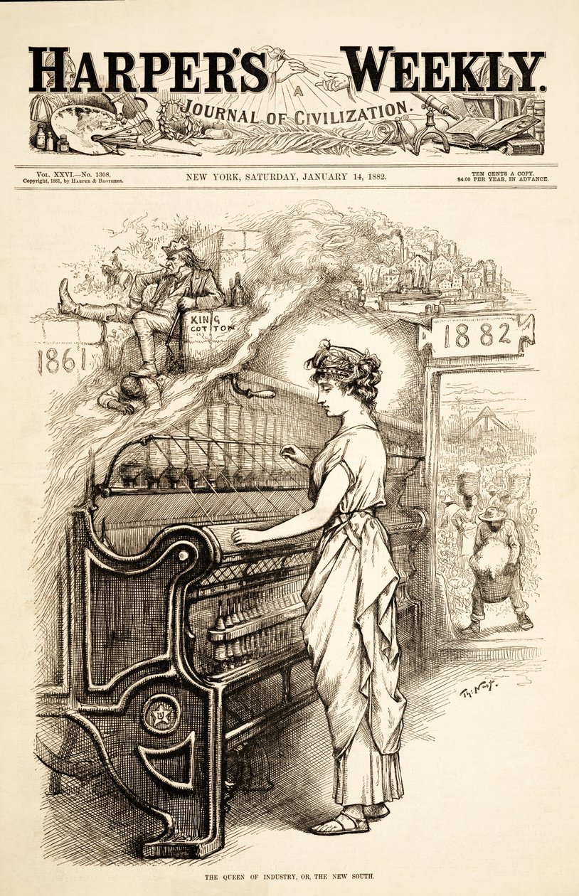 De koningin van de industrie, of het nieuwe zuiden door Thomas Nast