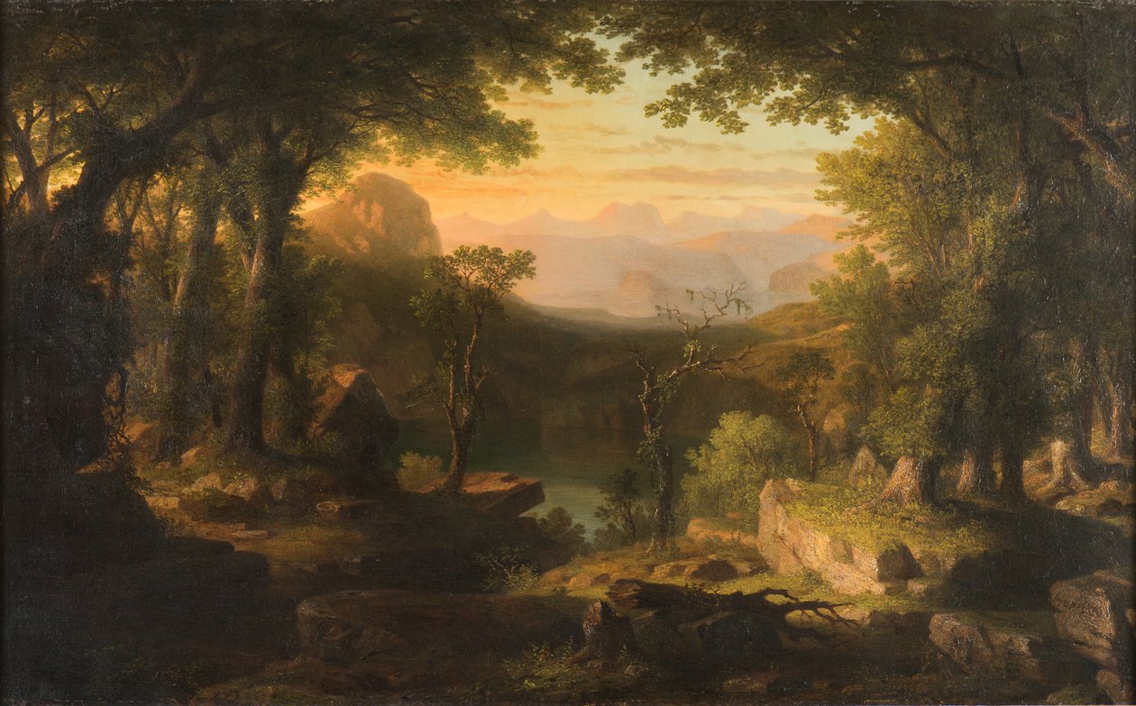 Schemering in de wildernis, 1840-70 door Thomas Pritchard Rossiter