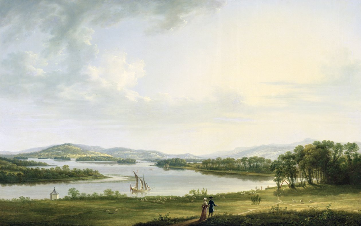 Een uitzicht op Knock Ninney en een deel van Lough Erne vanaf Bellisle, County Fermanagh door Thomas Roberts