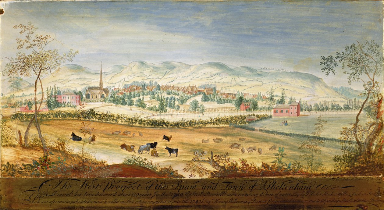 West Prospect van de Spa en Stad Cheltenham, 1748 door Thomas Robins