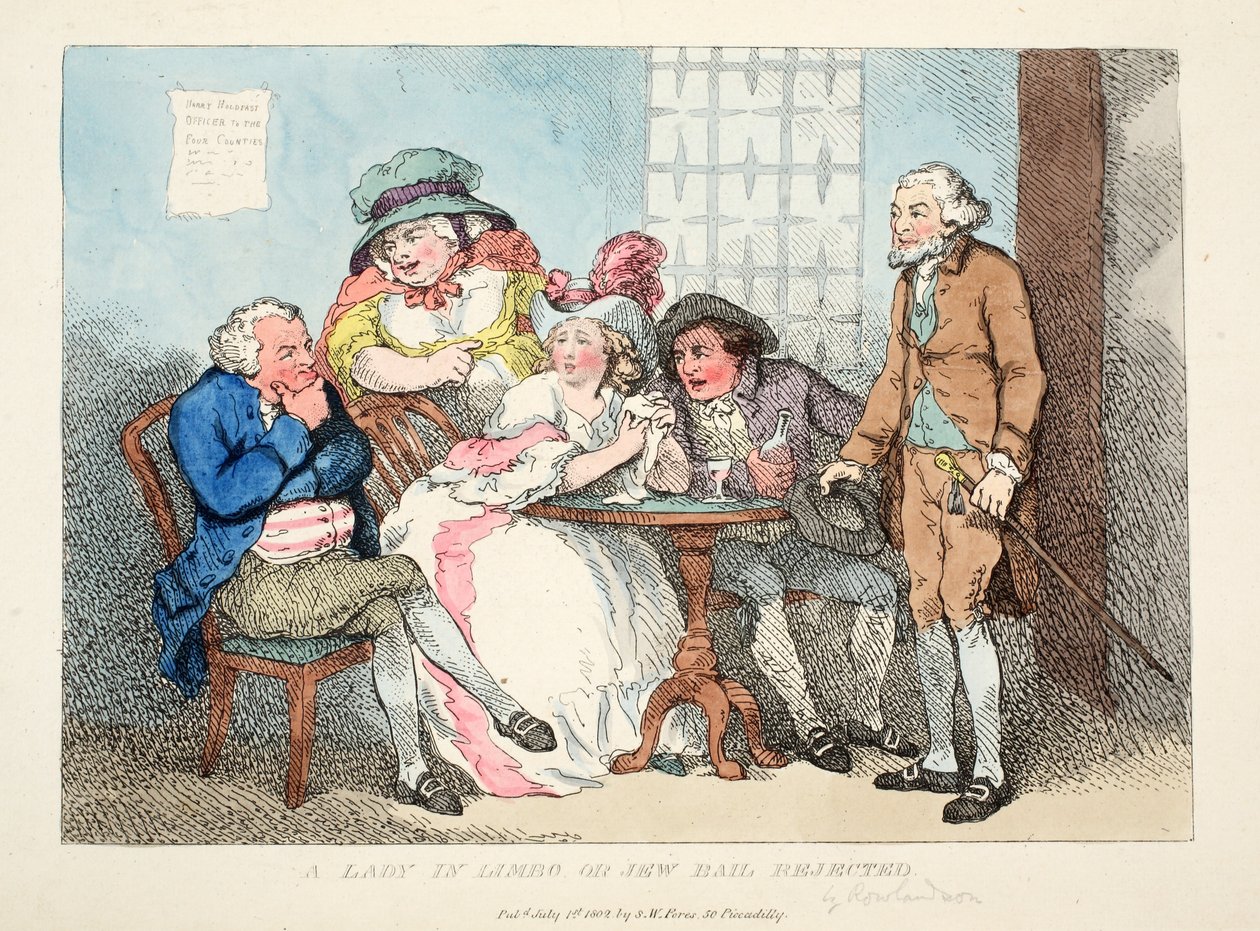 Een dame in limbo of Joodse borgtocht afgewezen, 1802 door Thomas Rowlandson