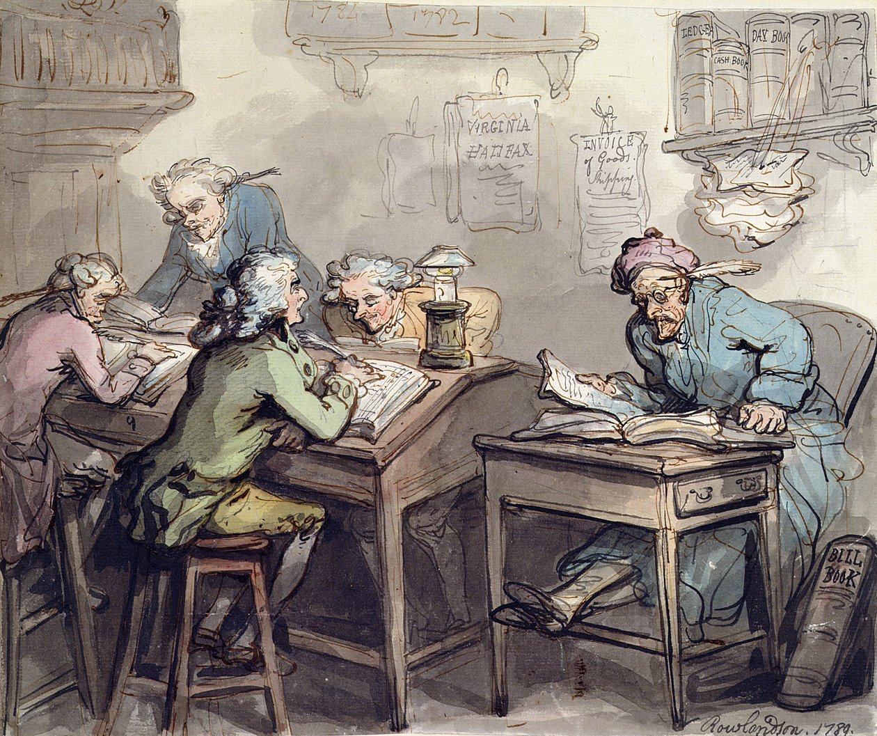 Een koopmanskantoor, 1789 door Thomas Rowlandson