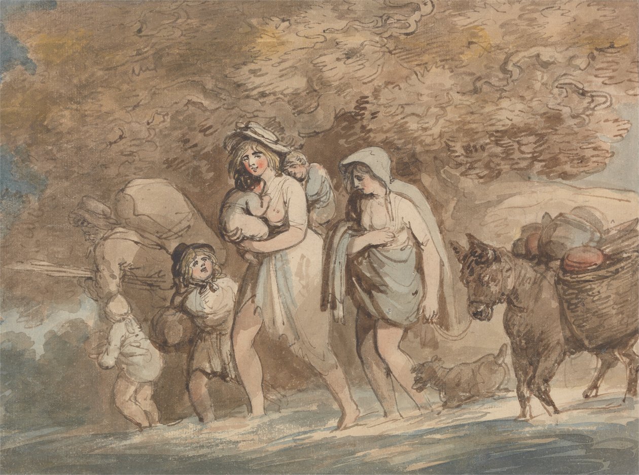 Een pottenbakker terugkerend van de markt door Thomas Rowlandson