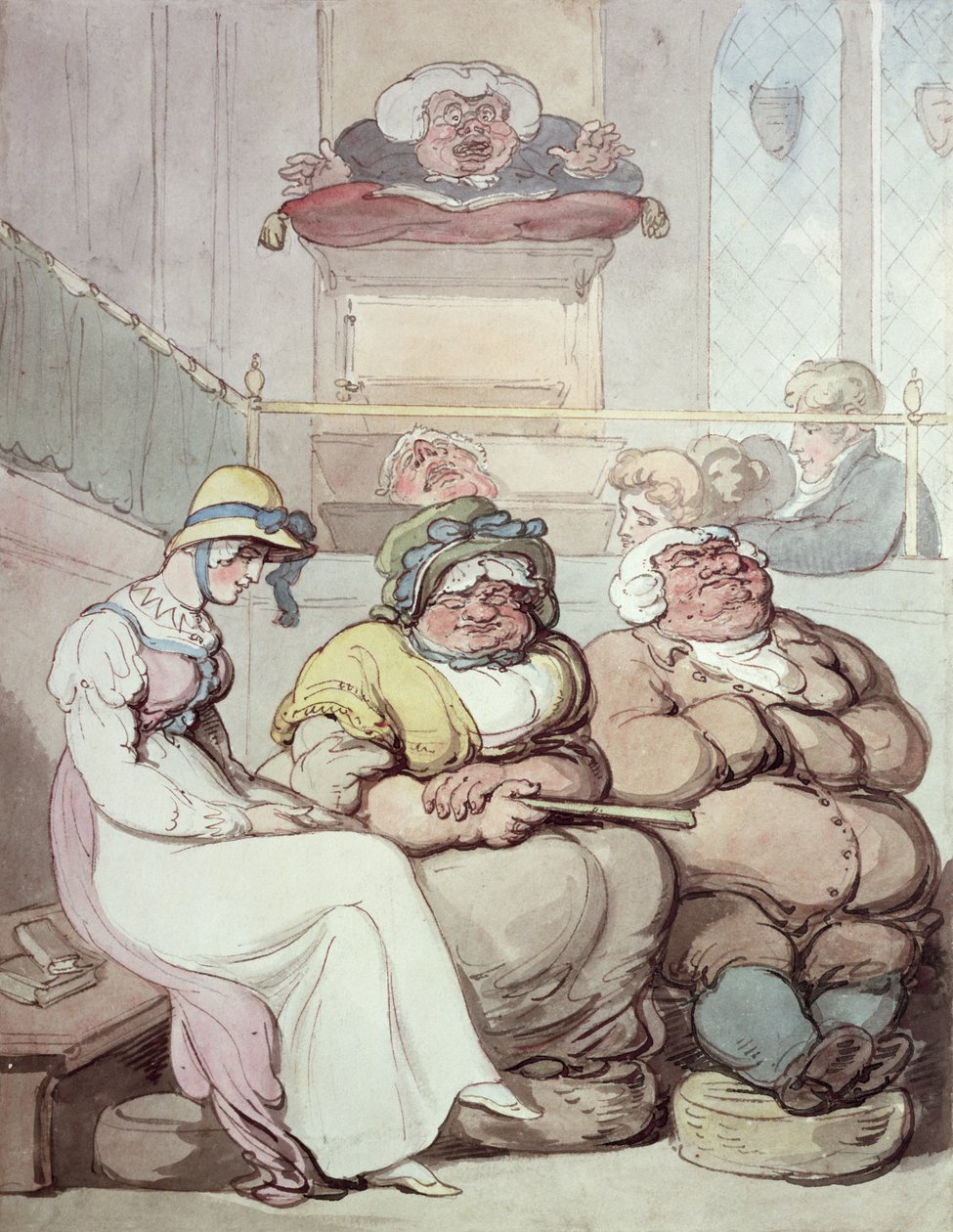 Een slaperige gemeente door Thomas Rowlandson