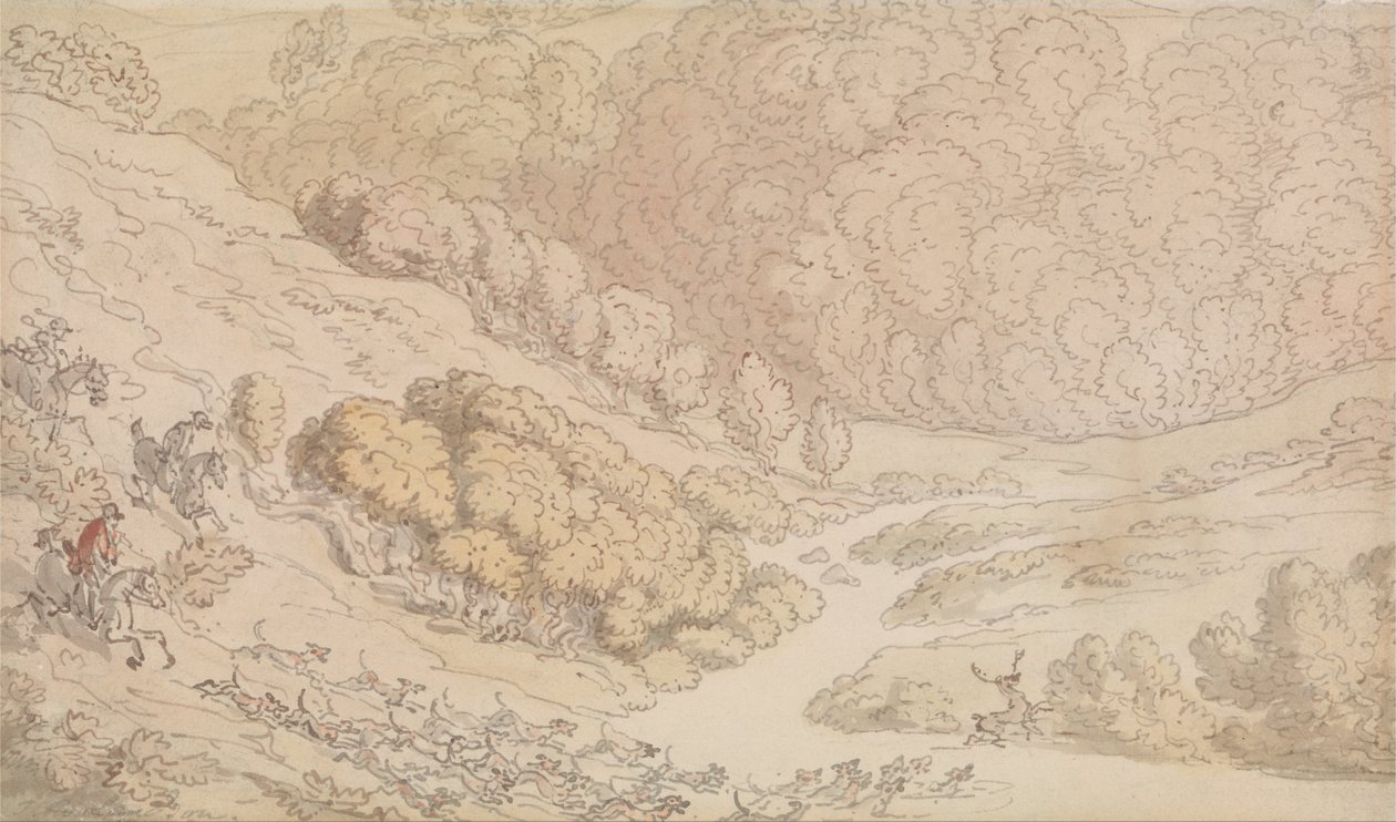 Een Hertenjacht in het Westland door Thomas Rowlandson