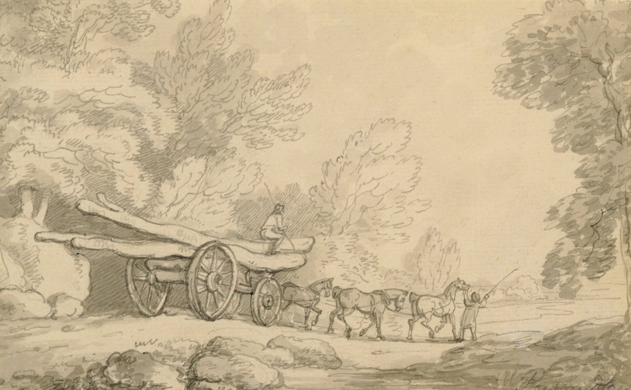Een Houten Wagen, ca.1790 door Thomas Rowlandson