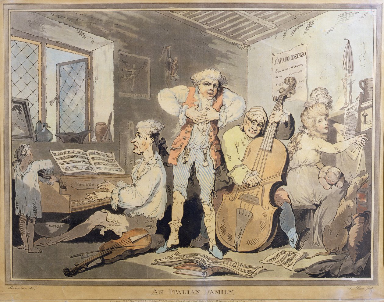 Een Italiaanse Familie, gegraveerd door Samuel Alken (1756-1815), 1785 door Thomas Rowlandson