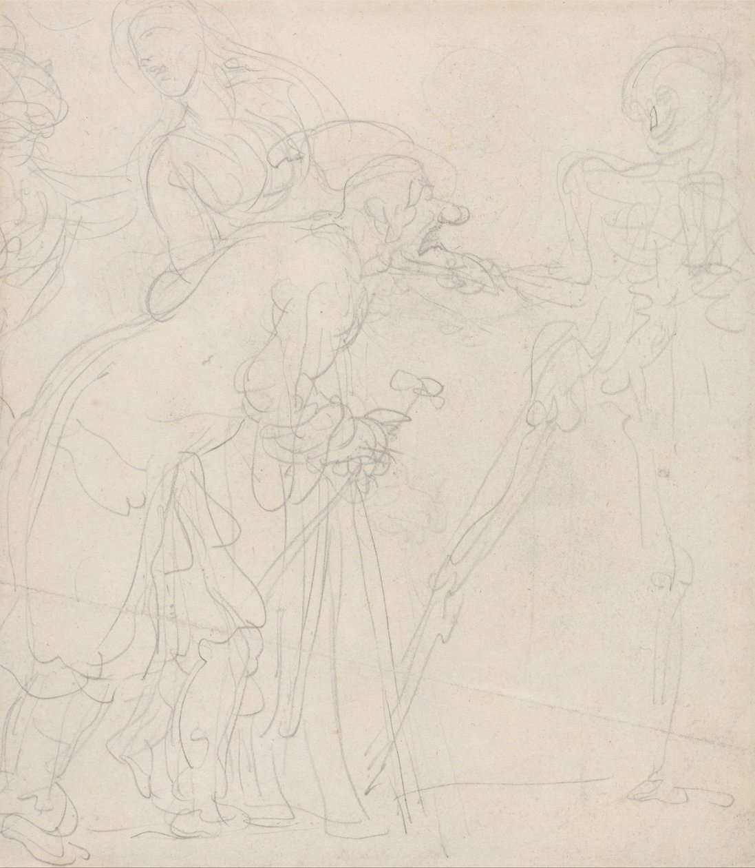 Een oude man bespot door de dood door Thomas Rowlandson