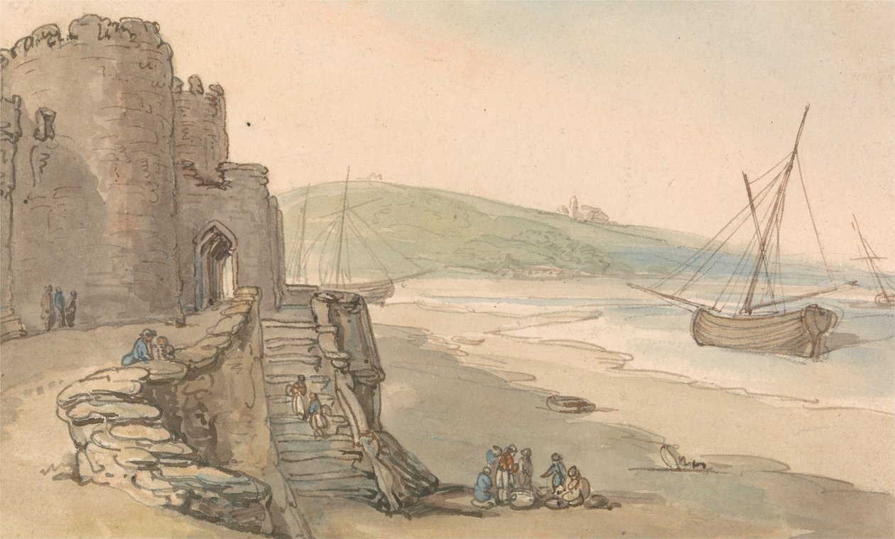 Caernarvon Castle, ingang van een toren door Thomas Rowlandson