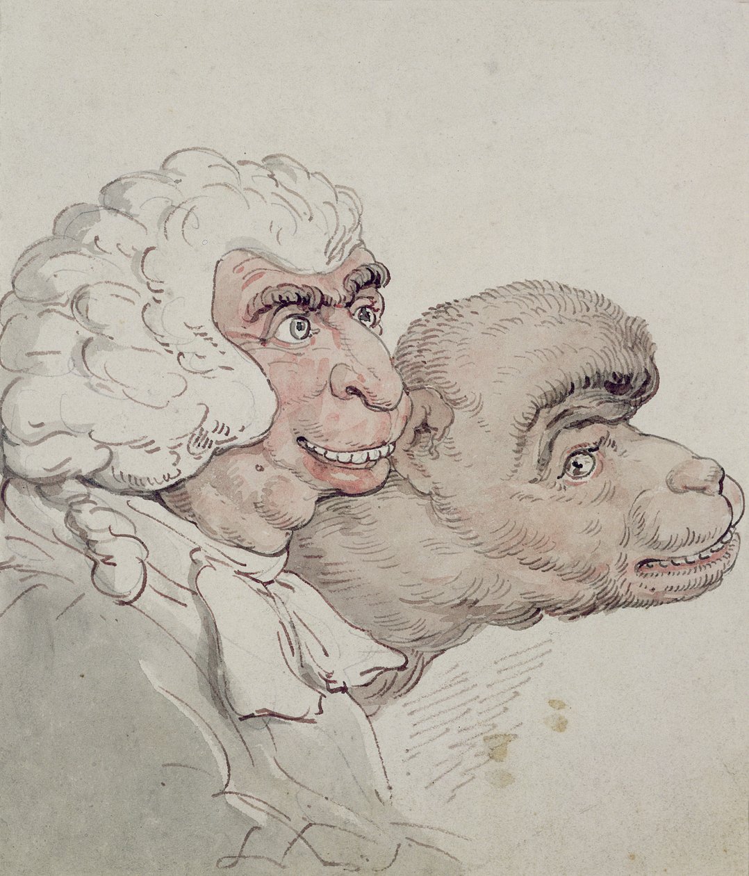 Karikatuur van een rechter door Thomas Rowlandson