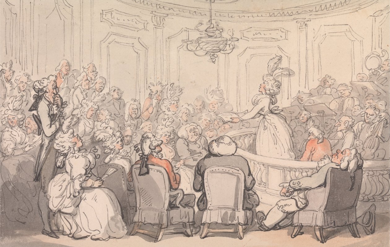 Comforts of Bath - Het concert door Thomas Rowlandson