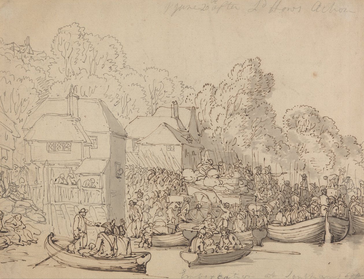 Inscheping in Southampton, 20 juni 1794 (Versie A) door Thomas Rowlandson