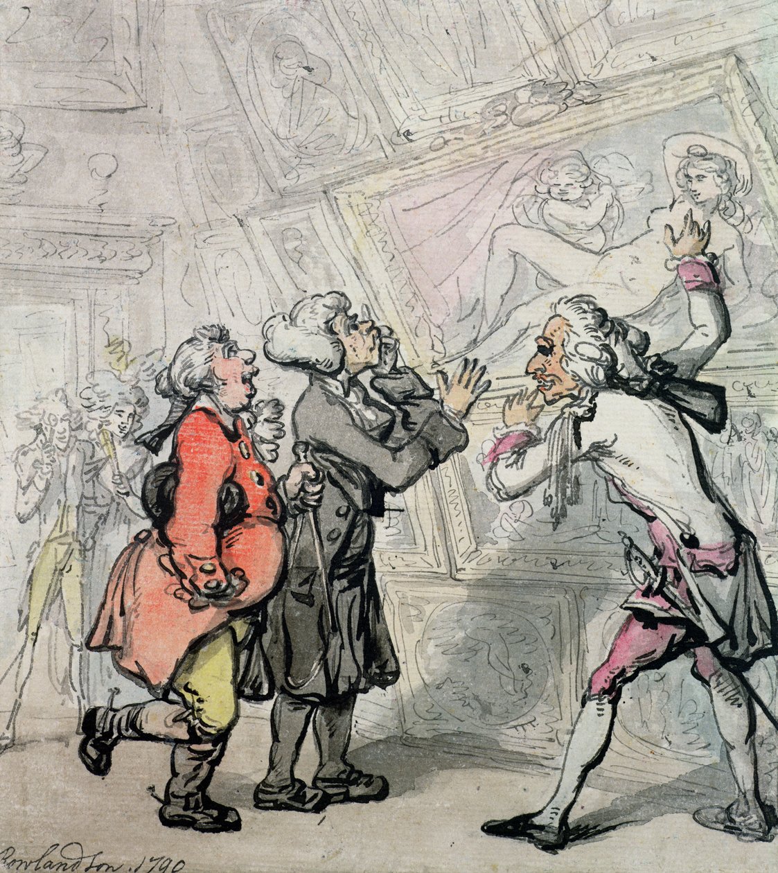 Engelsen bekijken schilderijen tijdens de Grand Tour, 1790 door Thomas Rowlandson