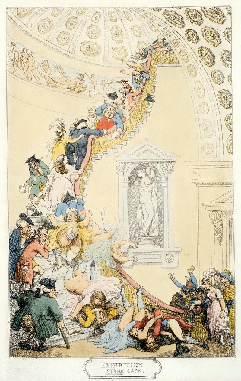 Tentoonstelling trap, ca. 1800 door Thomas Rowlandson