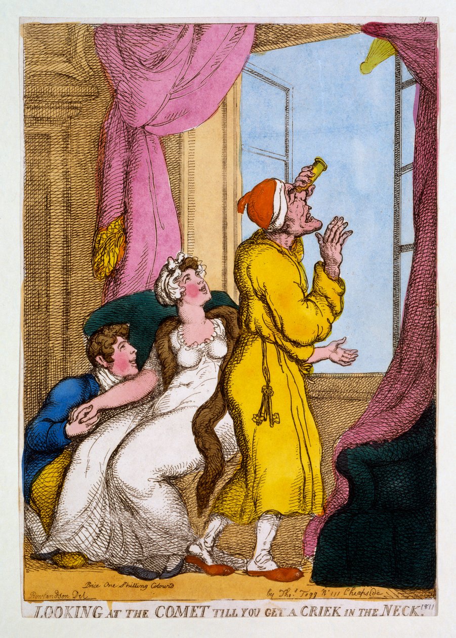 Naar de komeet kijken tot je een stijve nek krijgt, 1811 door Thomas Rowlandson