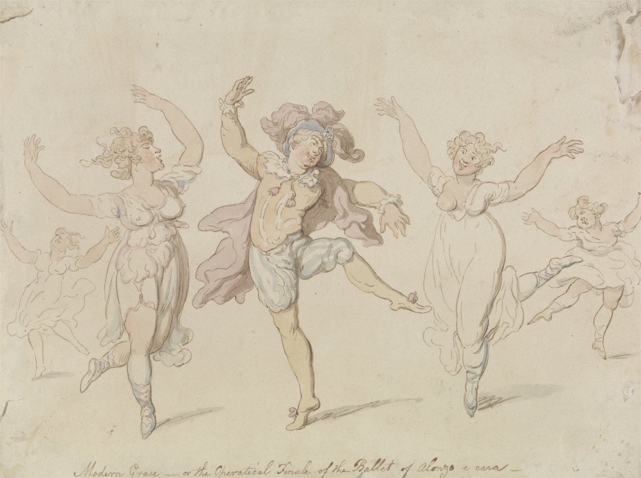 Moderne gratie of, Het operafinale van het ballet van Alonzo e caro door Thomas Rowlandson