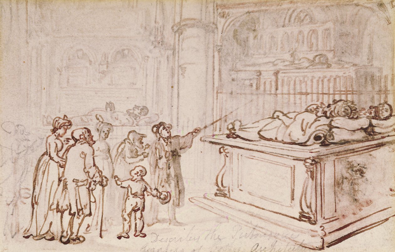 Monumenten in Westminster Abbey door Thomas Rowlandson