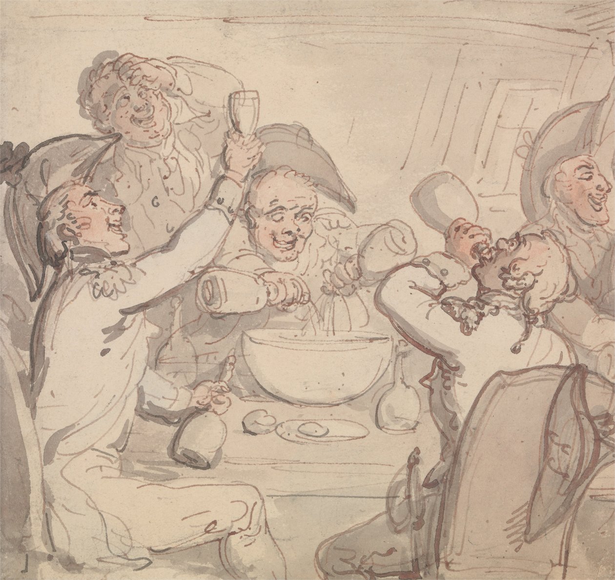 Marineofficieren en een kom punch door Thomas Rowlandson
