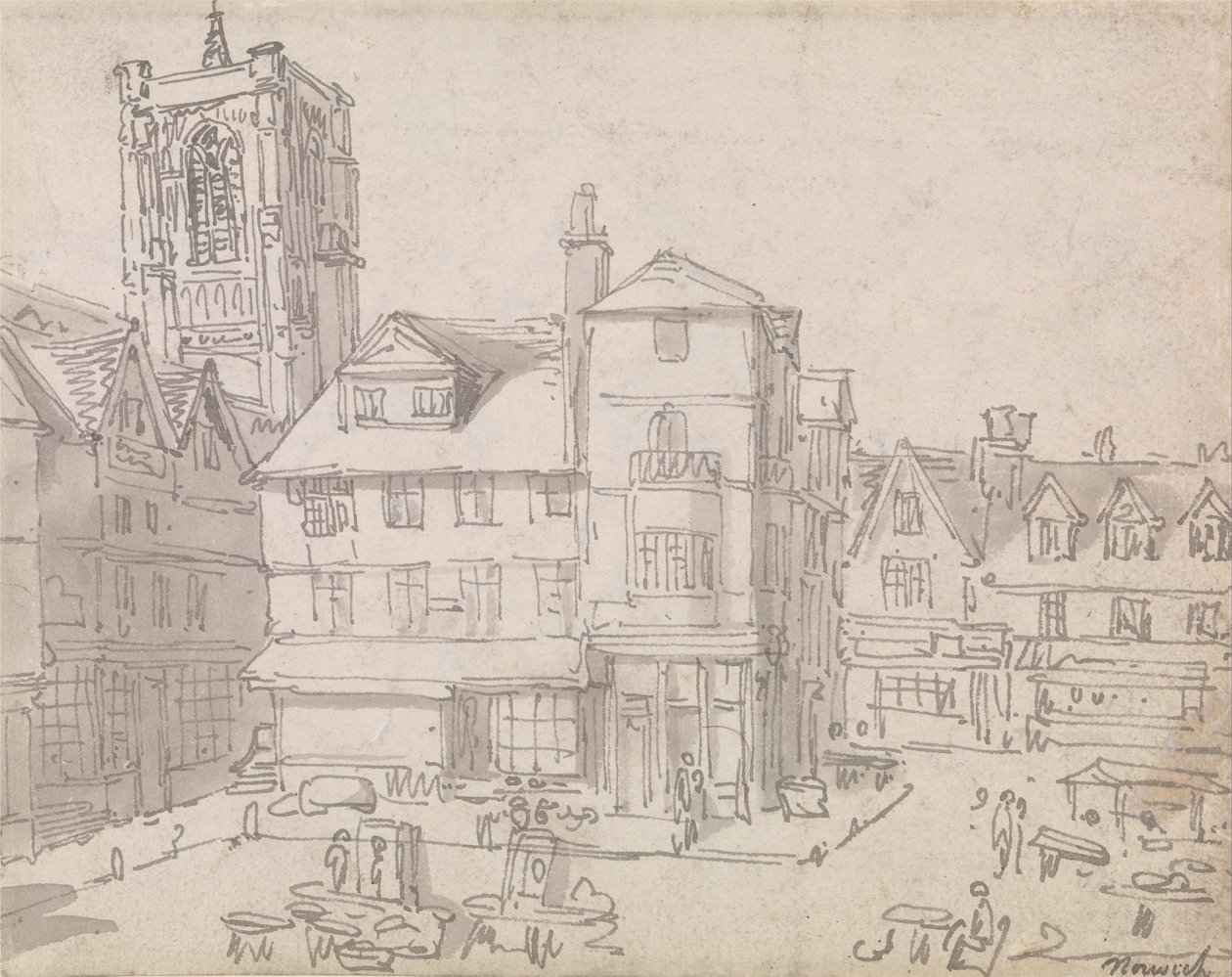 Marktplaats van Norwich door Thomas Rowlandson