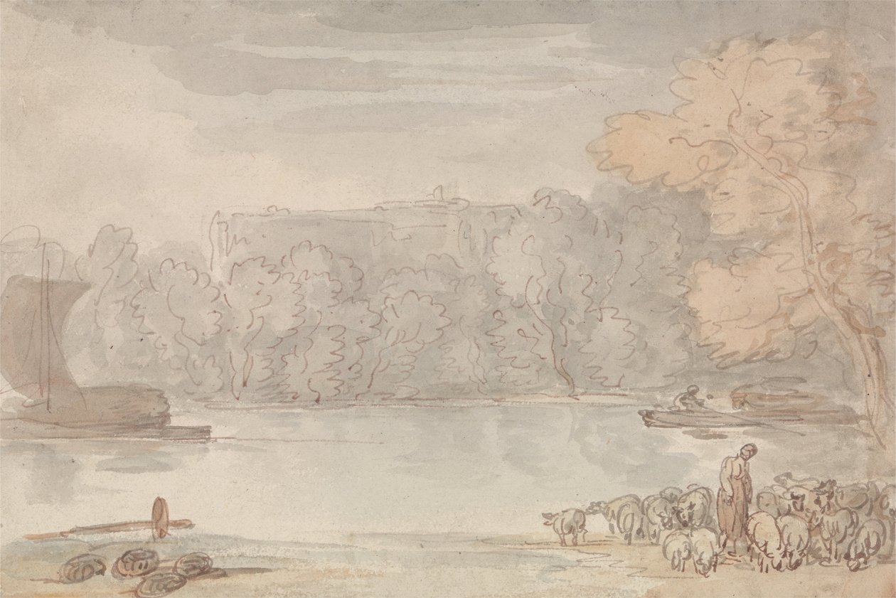 Rivierscène (De Theems bij Eton) door Thomas Rowlandson